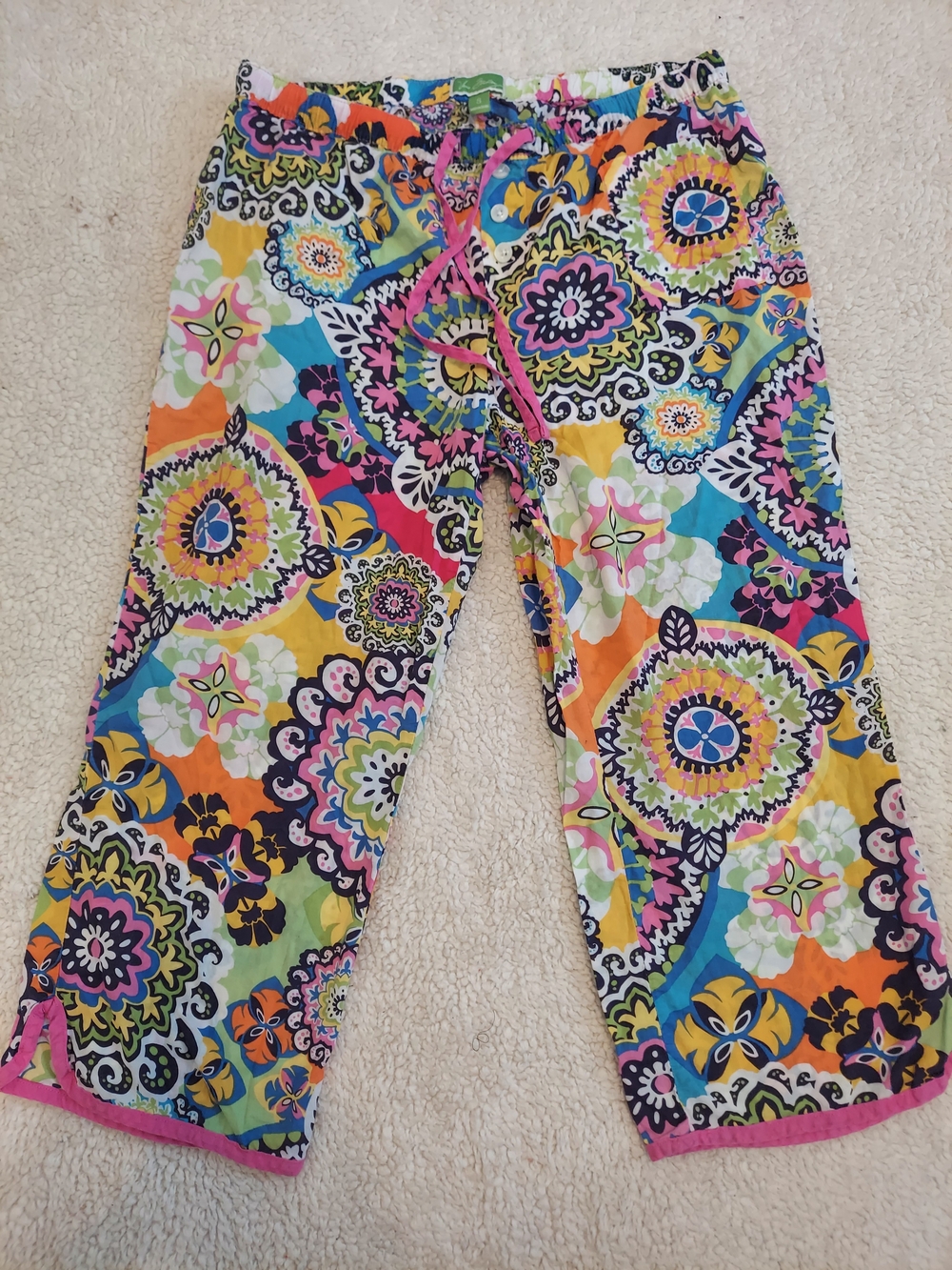 Vera Bradley Multicolor Floral Print Women's Cotton Cropped Lounge Pants Size S